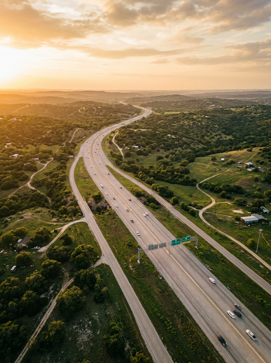 Interstate 35 through New Braunfels Hill Country